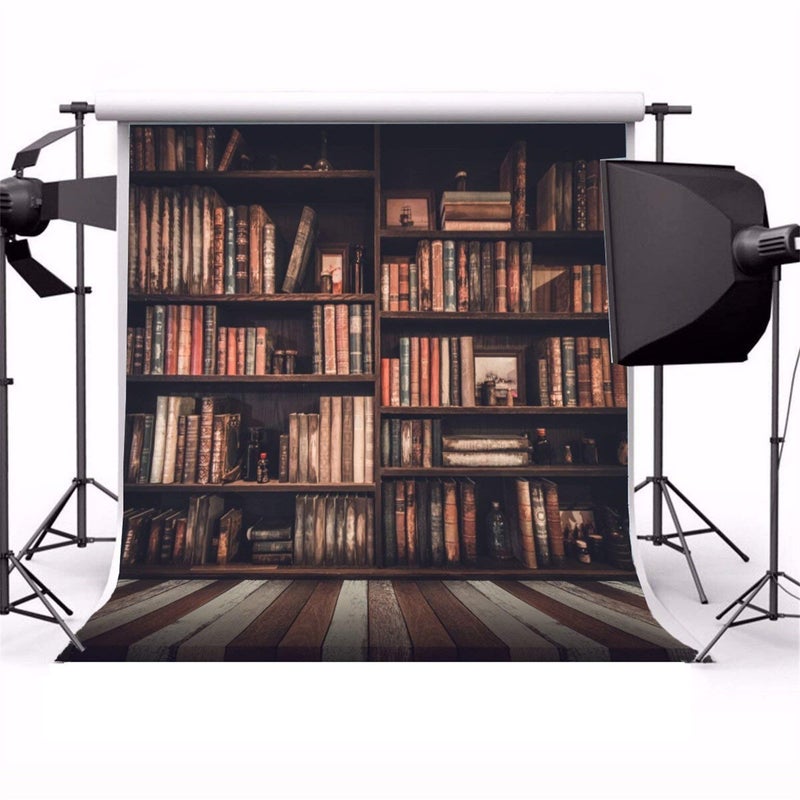 AOFOTO 8x8ft Old Books On Vintage Bookshelf Photography Background Library Retro Bookcase Backdrop Kid Boy Girl Adult Portrait Seamless Photoshoot Studio Props Video Drape Wallpaper - Image 4